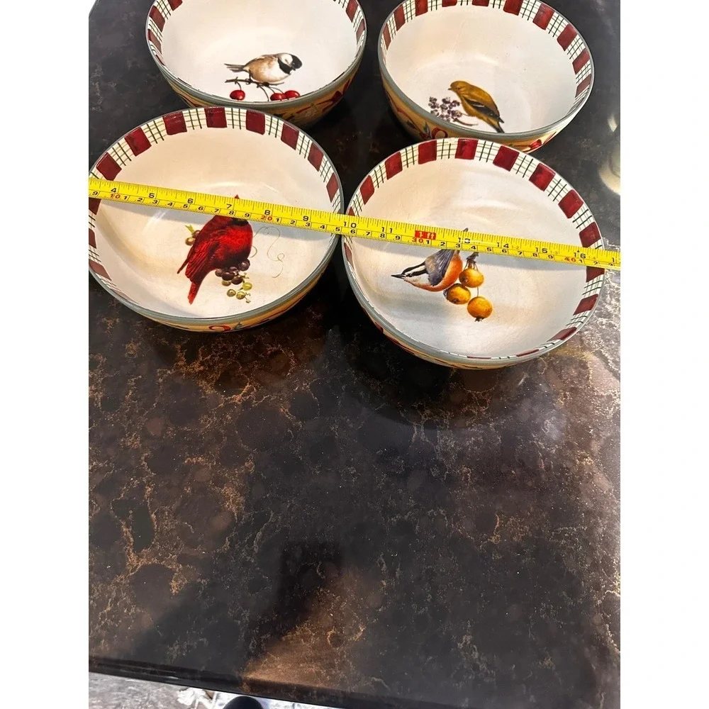 Lenox Winter Greetings Everyday Bird Cereal Bowls Set/ 4 Catherine McClung 1999